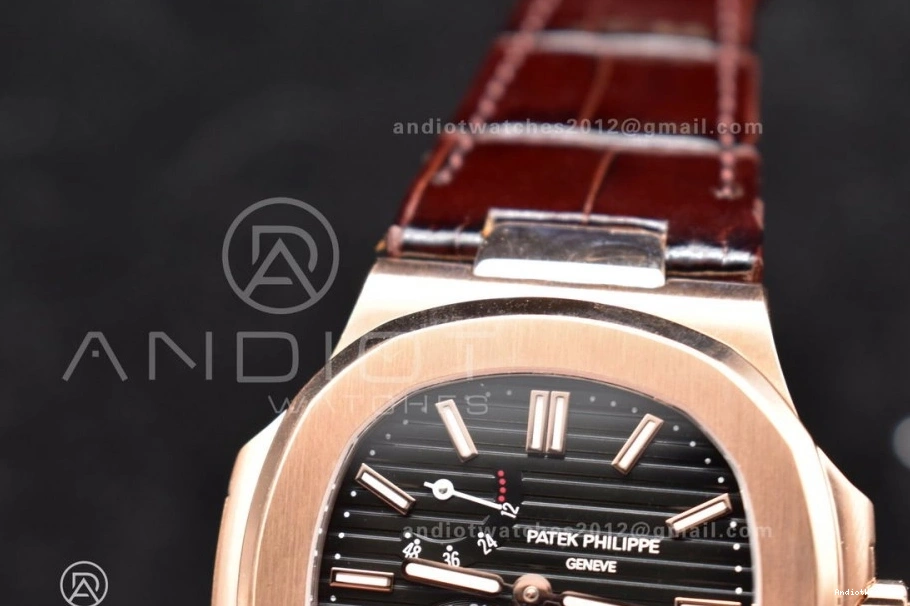 Croco Gray GRF 912 Best Brown Nautilus on 5712 Premium RG Strap SS Edition A23J Dial 0921